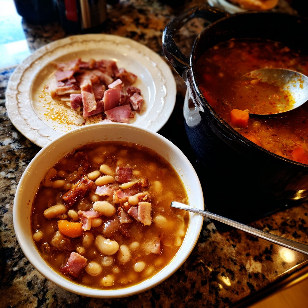 Ham and Bean Soup with Slow Simmered Ham