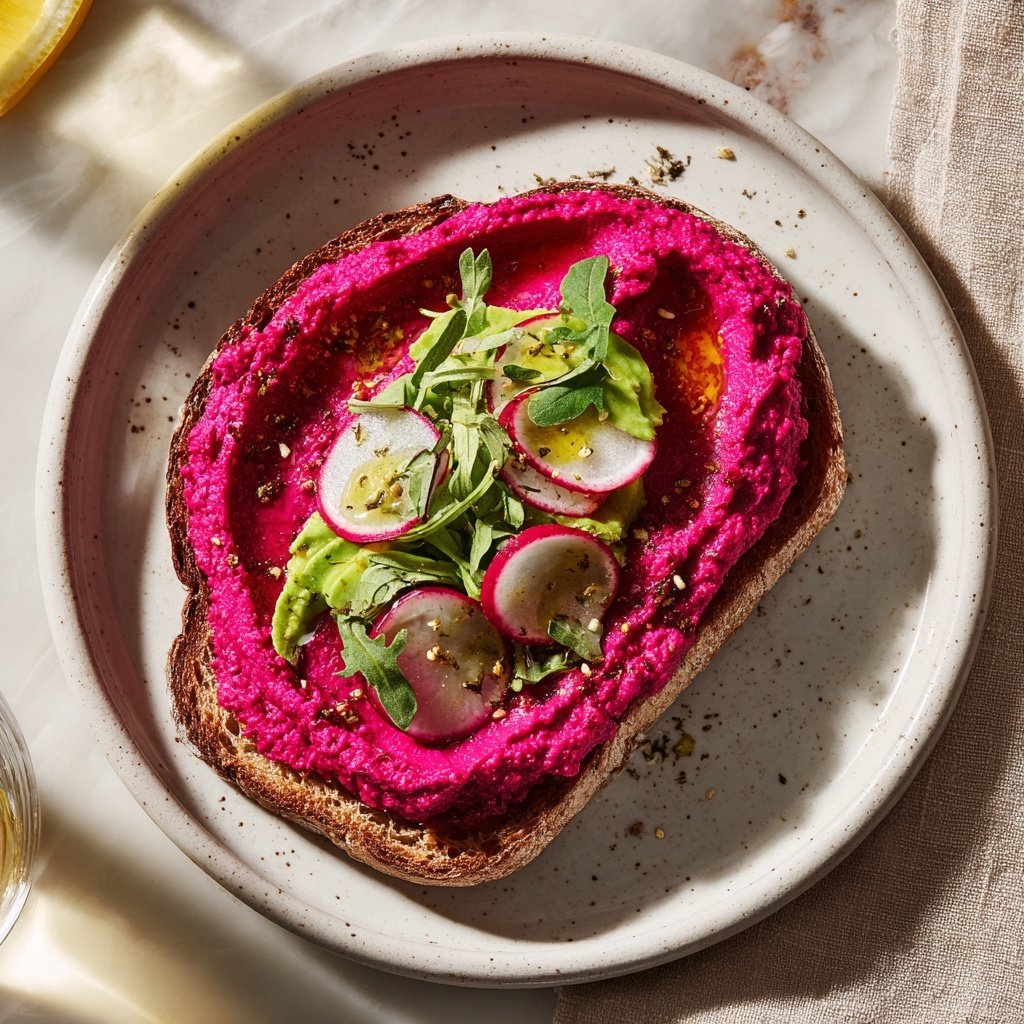 Avocado Toast with Beet Hummus